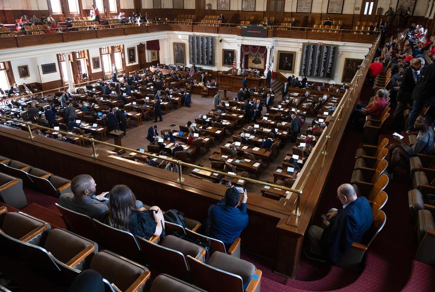 State representatives meet on the House floor at the state Capitol in Austin on Jan. 11, 2023.