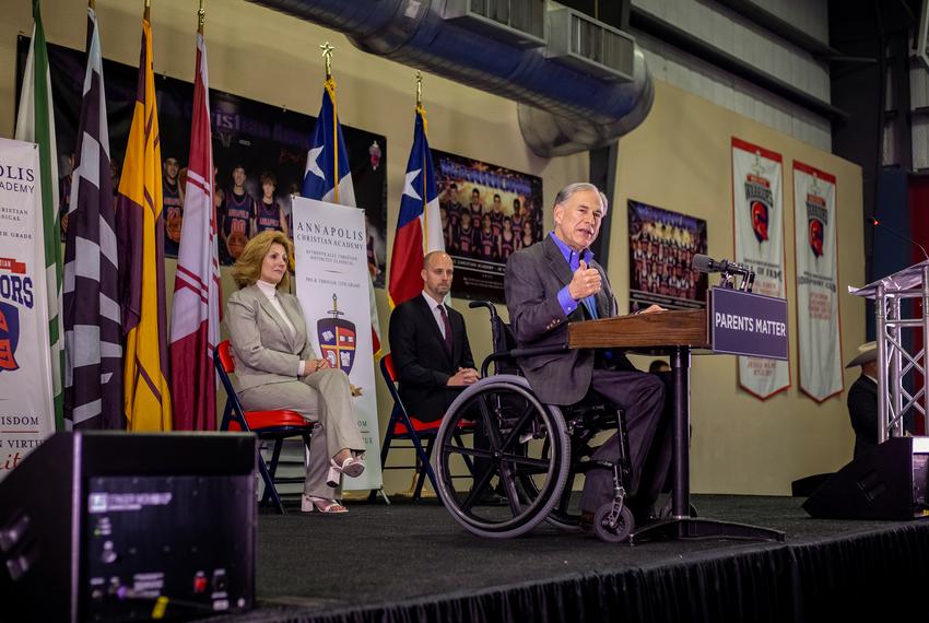 Gov. Greg Abbott speaks at  Parent Empowerment Night at Annapolis Christian Academy in Corpus Christi on Jan. 31, 2023 to discuss parent empowerment and choice in their child's education.