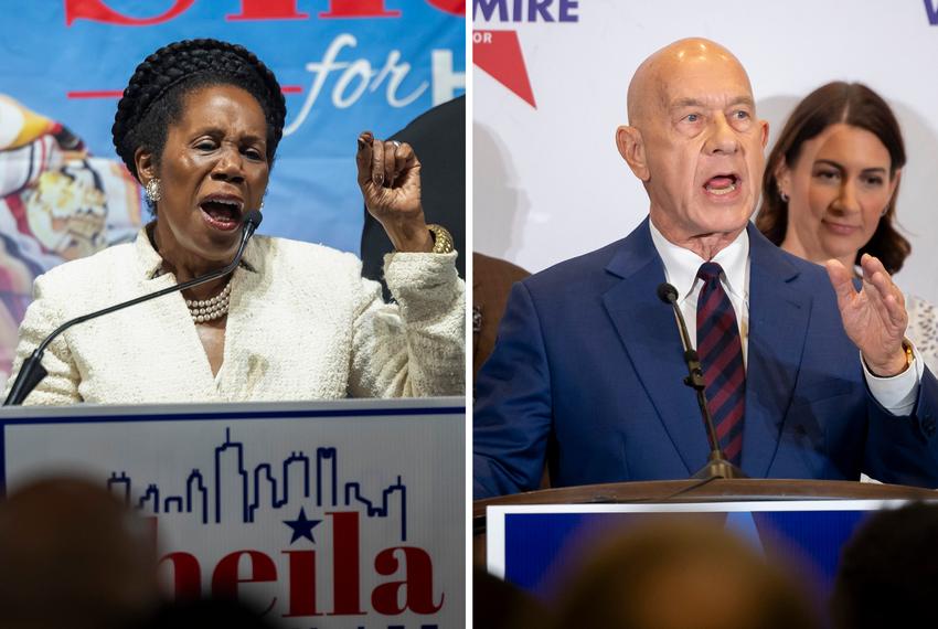 U.S. Rep. Sheila Jackson Lee, and state Sen. John Whitmire speak at their watch parties on Election Day, Nov. 7, 2023, in Houston.