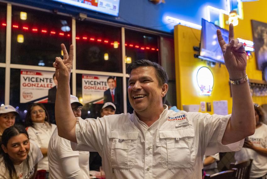 U.S. Rep. Vicente Gonzalez, D-McAllen, and Democratic candidate for Texasí 34th Congressional District at his watch party in Brownsville on Nov. 8, 2022.