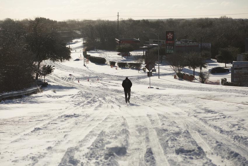 An eastbound view of East Stassney Lane in South Austin on Feb. 15, 2021.