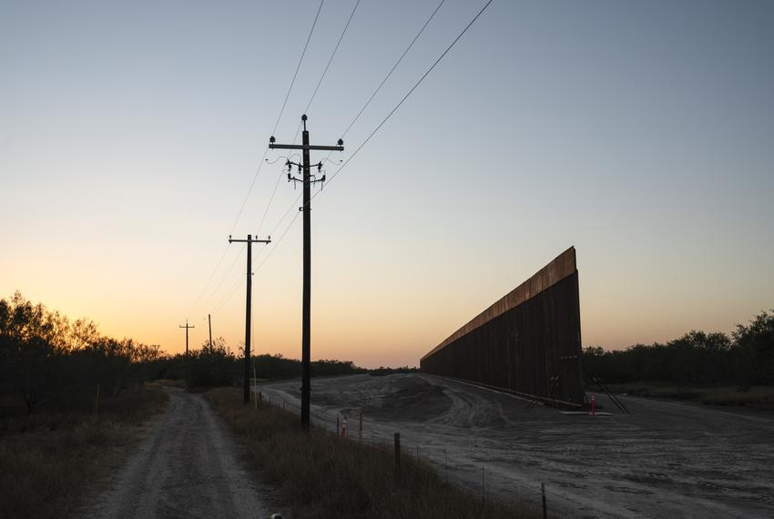 Construction of the border wall close to Mendoza’s ranch La Grulla  on Dec. 17, 2020.