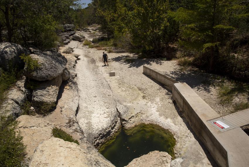 David Baker, founder and director of the Wimberley Watershed Association, said he's never seen the water level so low in Jacob's Well. Photographed on Thursday, August 10, 2023.