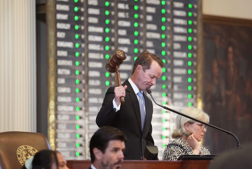 Texas House Speaker Dade Phelan gavels in the House for a third called special session on October 9, 2023.