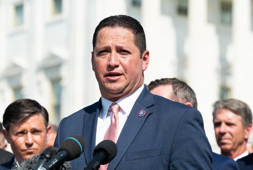 U.S. Rep. Tony Gonzales, R-San Antonio, speaking at a press conference in Washington, D.C. on August 24, 2021.
