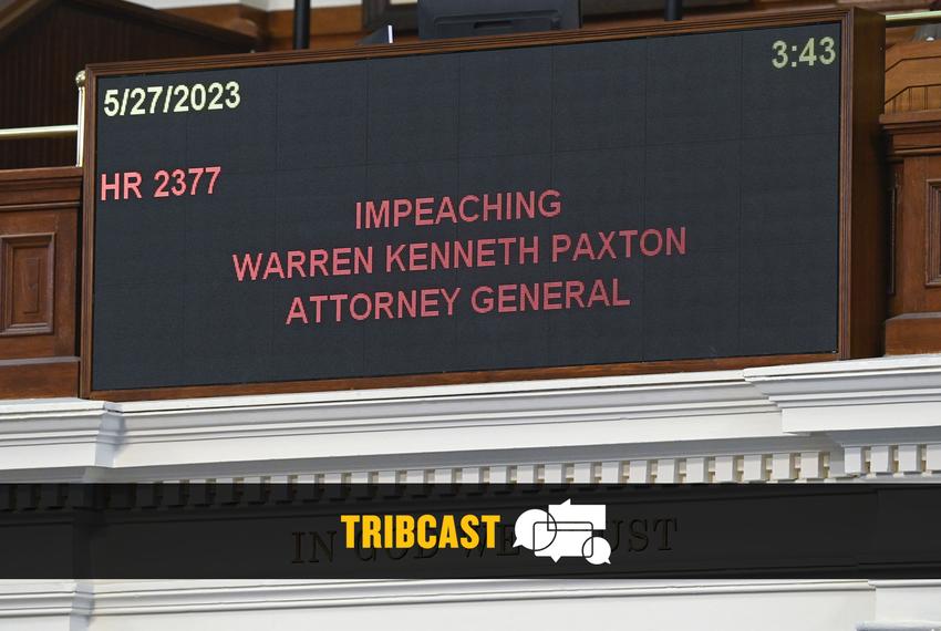 The electronic board during the vote to impeach Texas Attorney General Ken Paxton, on the House floor of the state Capitol on May 27, 2023 .