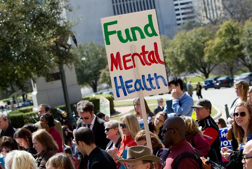 Demonstrators participate in a mental health rally at the Texas Capitol, organized by the National Alliance on Mental Illness, on Feb. 28, 2013.